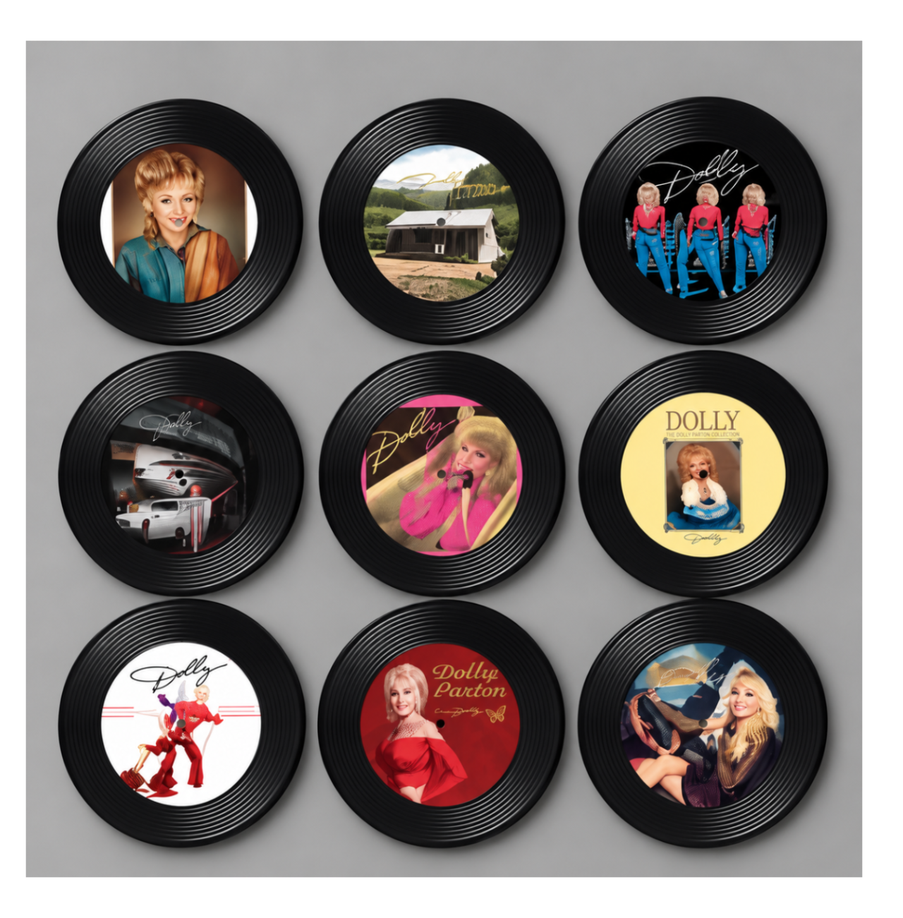 DollyVinyls Record Player + 9 Collectible Dolly Parton Discs
