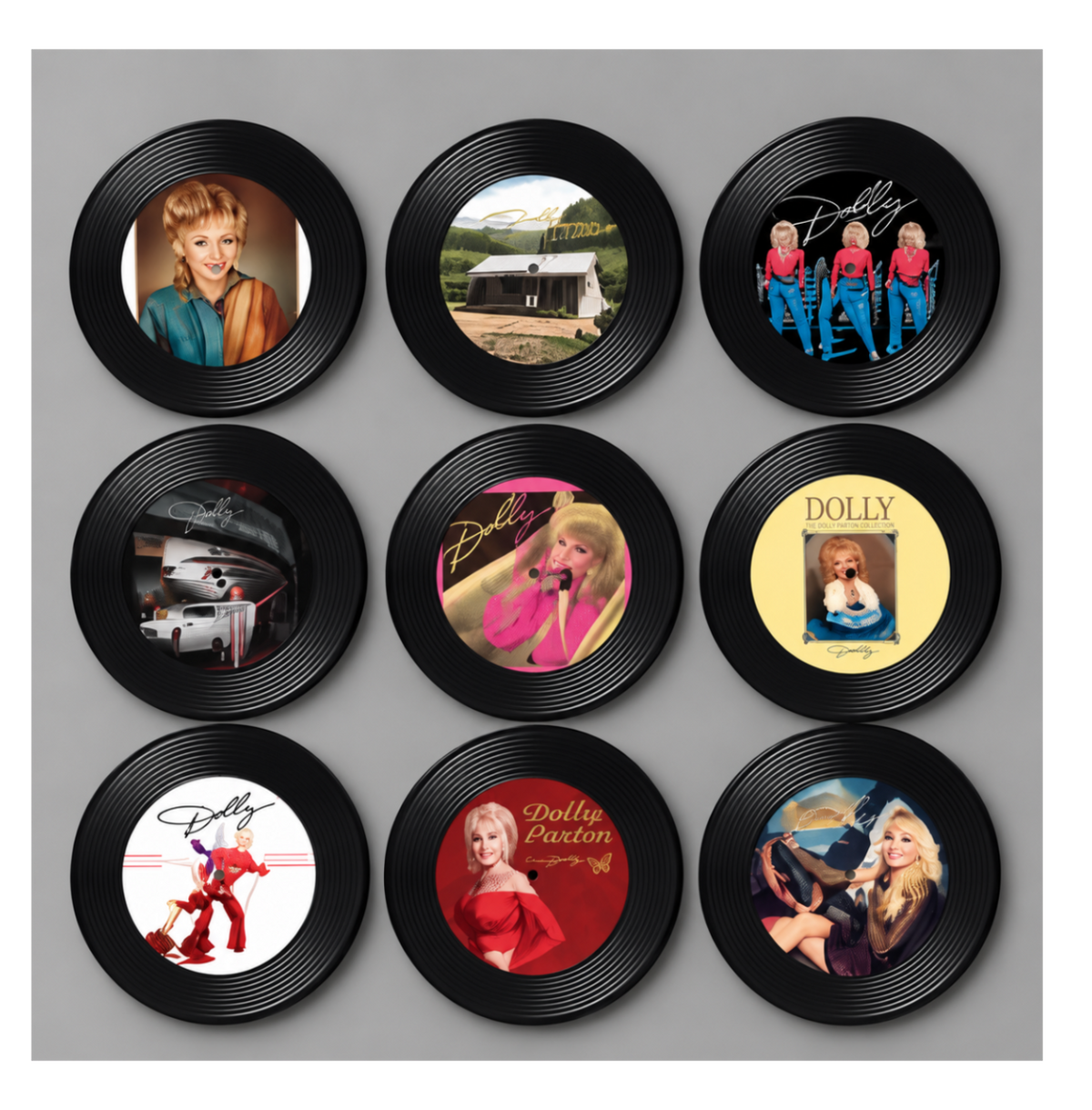 DollyVinyls Record Player + 9 Collectible Dolly Parton Discs